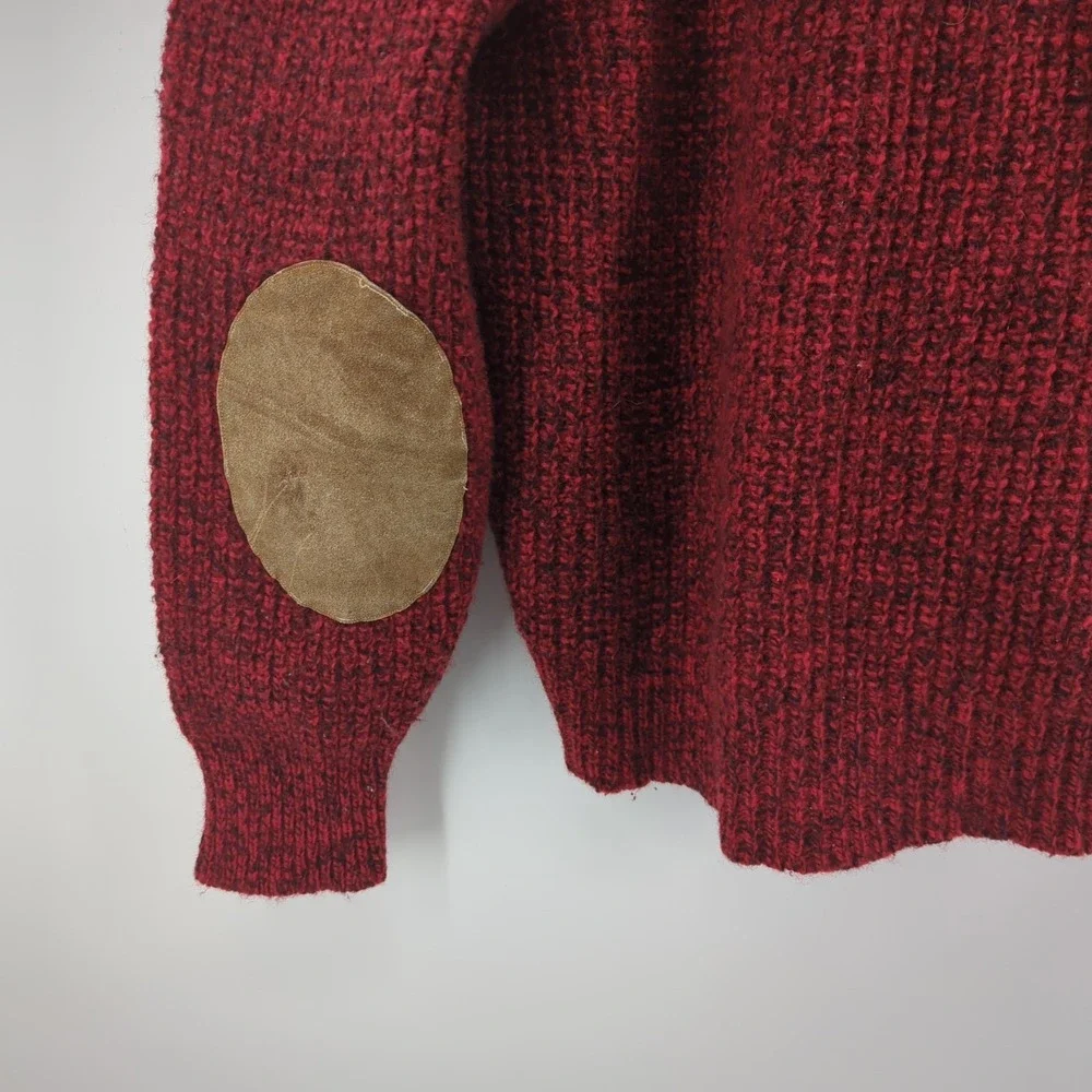 Vintage 90s American Eagle Wool Blend Sweater Men L Red Cable Knit Crew Neck USA